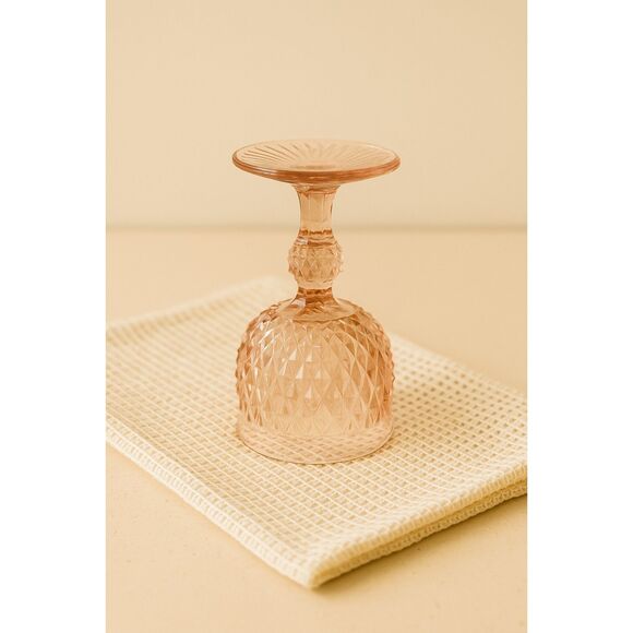 Indiana Glass | Pink Diamond Point Wine Goblet Pressed Glass 6.5” | EUC - Picture 5 of 5